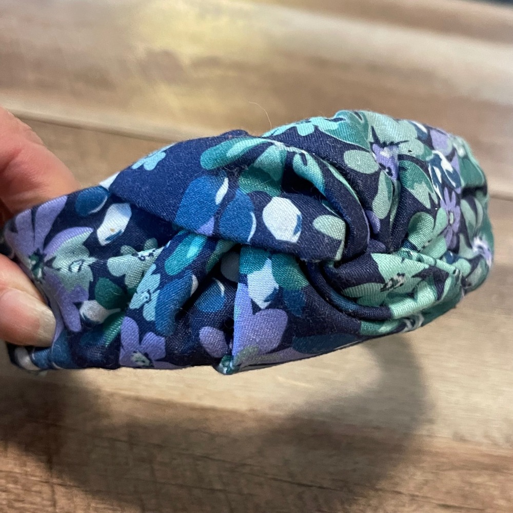 Navy Floral Knot Headband Women's Fabric Hair Accessory